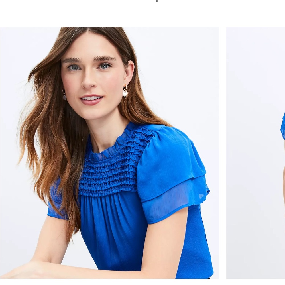 Blue Ruffled flutter sleeve top - Picture 2 of 3